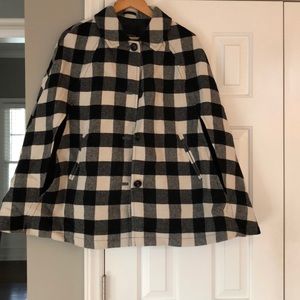Black & White Plaid Talbots Poncho